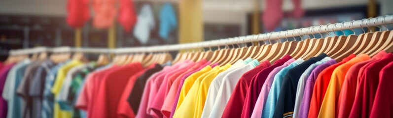 Assorted Colorful Shirts Hanging in a Store