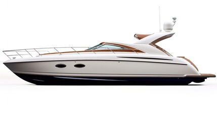 A motor yacht isolated on a white background
