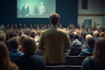 Man Standing in Front of Crowd - obrazy, fototapety, plakaty