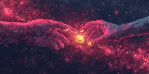 Interlocking Hands With Space Background