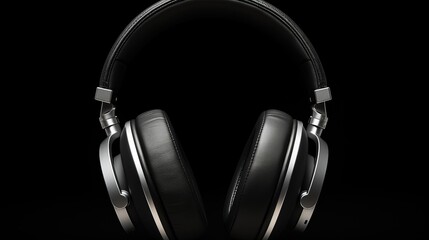 Fototapeta na wymiar Headphones on Black Background