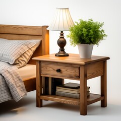 Nightstand Table With Potted Plant