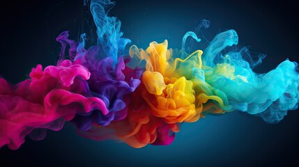 Obraz premium Color drops in water, abstract color mix, colored background, art, ink color mix paint falling on water