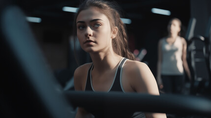 Fototapeta na wymiar Young woman working out in gym