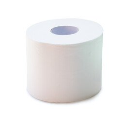 Tissue paper roll prepared for use in toilet or restroom isolated with clipping path and shadow in png file format