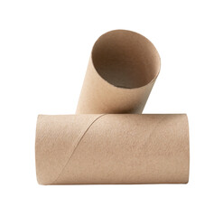 Tissue paper cores in stack or cross shape isolated with clipping path in png file format