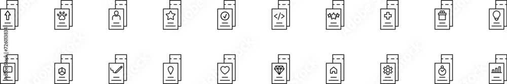 Poster collection of thin line icons of items on ticket. linear sign and editable stroke. suitable for web 