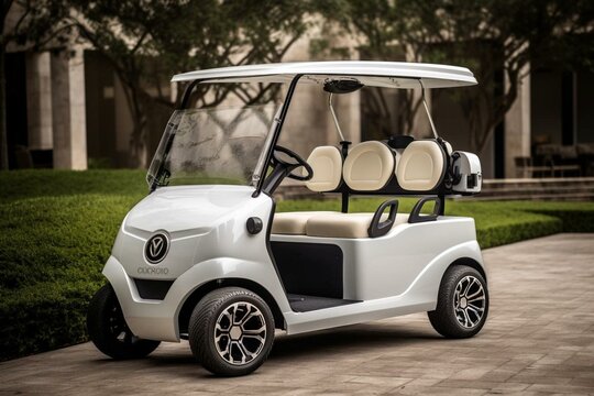 A golf cart with advanced technology. Generative AI