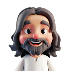 Happy Jesus Christ: A Simple 3D Cartoon Illustration for Kid’s Christianity, Isolated on Transparent Background, PNG
