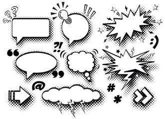 Speech bubble icon set in comic style. Vector on transparent background - obrazy, fototapety, plakaty