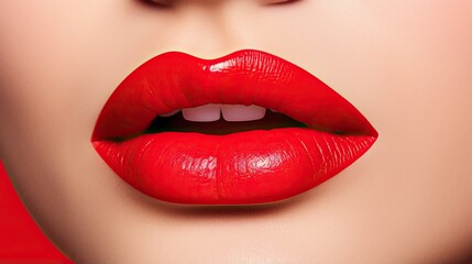Obraz premium Sexy lips. woman's face. sexy glossy lips. beautiful lip makeup.Lipstick and lipgloss.passionate lips