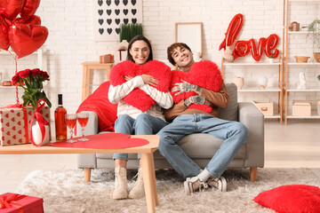 Young couple having date at home. Valentine's day celebration