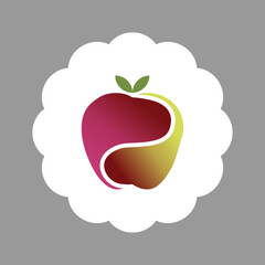 The logo is an illustration of an apple . Three-dimensional
