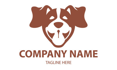 Brown Color Dog Happy Face Logo Design