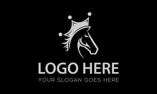 Grey Color Horse Head with Circle Logo Design