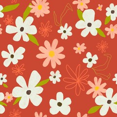Flower floral leaf seamless pattern illustration