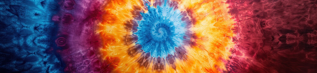 Tie Dye in blue, yellow and purple. Trippy retro ultra wide pattern .