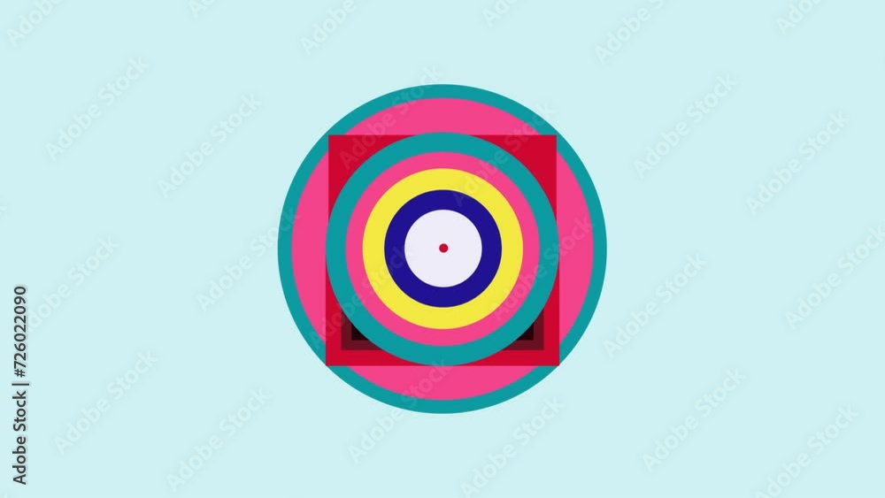 Poster colorful rectangle and circle motion graphic retro geometric background animation design template