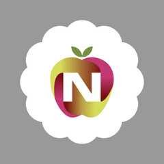 The logo is an illustration of an apple in the middle forming the letter N. Three-dimensional
