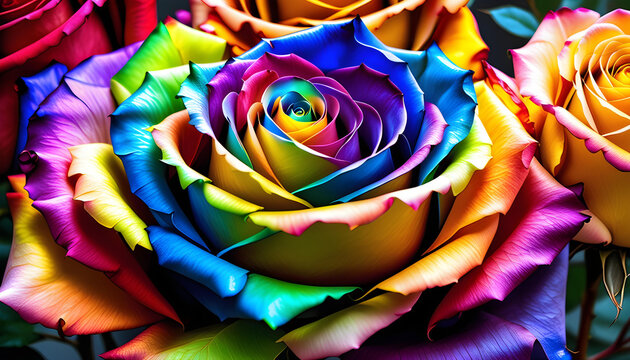 油絵 絵画 レインボーローズ【Ａ3】 レインボーローズ」の写真素材 | 82,191件の無料イラスト画像 | Adobe