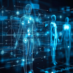 Bio technology display, anatomy digital, human body, hologram