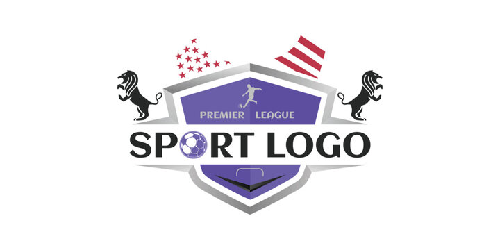 Soccer Football Badge Logo Design Templates. Mascot Sport Team Identity Vector Illustrations of Soccer Themed T shirt Graphics. American Football sport logo