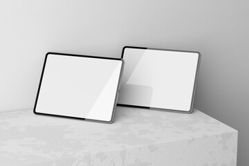 3d tablet device mockup with minimal scene