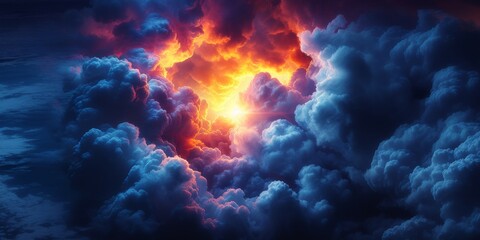 Obraz na płótnie Canvas Fiery Cloud Phenomenon in Dramatic Sky