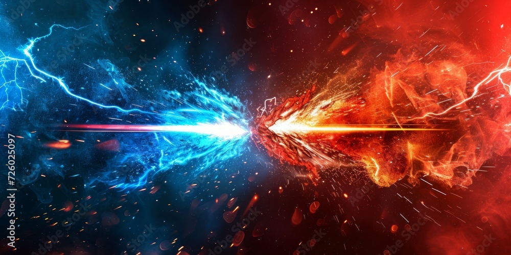Wall mural vs versus background match challenge versus thunder flame blue and red abstract background