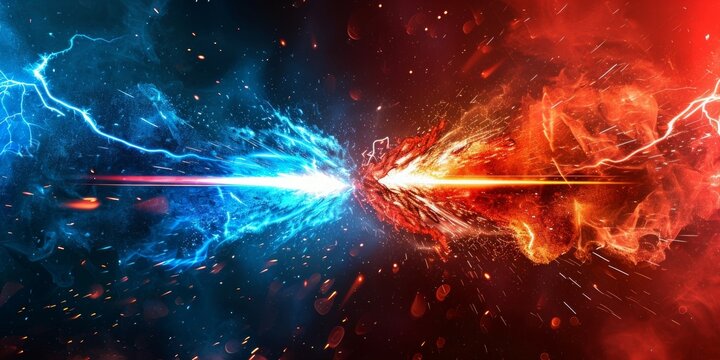 VS versus Background match challenge versus thunder flame blue and red abstract background