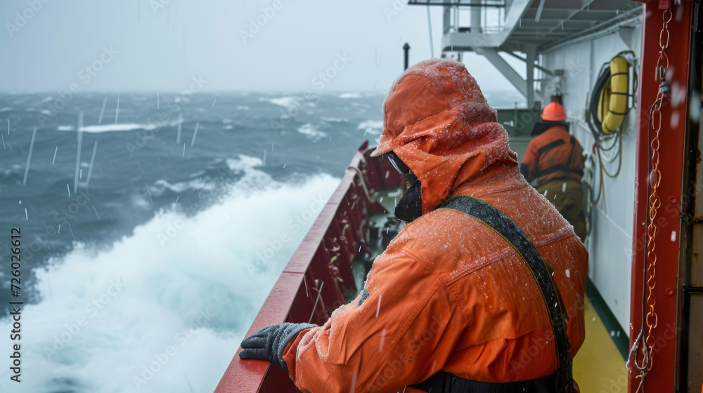 Poster on long journeys crew members on the container ship rotated through different duties including deck 