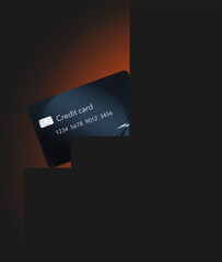 Here is a mock or generic credit card depicted in a graphic situation and it is  a 3-d illustration. .