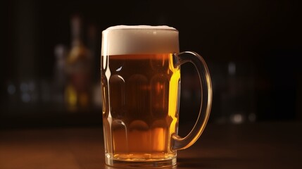 Pint Glass of Beer with Bar in Background