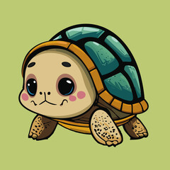 A cute and sad turtle cub illustration for childrens var 2