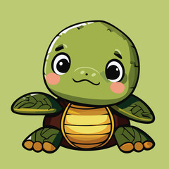 A cute and sad turtle cub illustration for childrens var 3