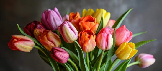 Obraz premium Tulip bouquet for Easter, Mother's Day, and Women's Day.