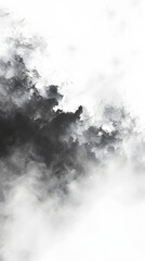 black smoke clouds and white sand on a white background