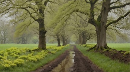 Fototapeta na wymiar oak woodland, wedding backdrop, photography backdrop, pathway, forest