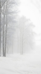 white foggy background with snow