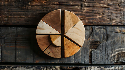 Wooden math fractions on the wooden background. interesting math for kids, for preschool, daytime. Education, back to school concept. Geometry and mathematics materials. AI Generated