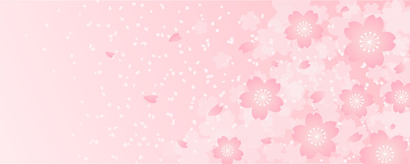 パステルピンクの桜吹雪が舞うサクラの花のベクター背景画像 © ICIM