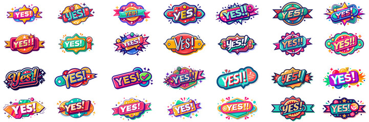 Sticker set with YES written on it.