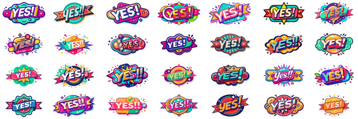 Sticker set with YES written on it.