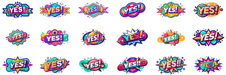 Sticker set with YES written on it.