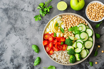 Buddha bowl dish with vegetables and legumes