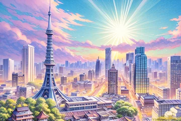 Foto op Plexiglas 東京タワー、日本の首都の象徴 © TAKAZUN