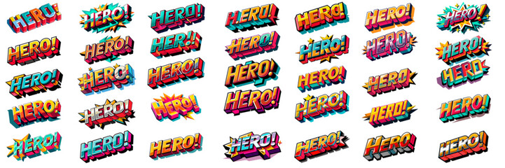 Sticker style, Colors editable, 3D HERO text.