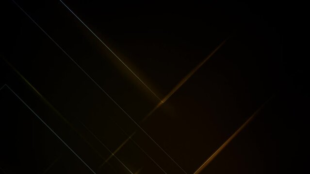 Abstract luxury background with golden lines on black background. Gold polygonal random network shine glitter design. Premium minimal animated banner. Modern seamless looped animation.