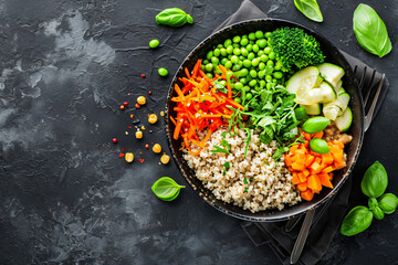 Buddha bowl dish with vegetables and legumes