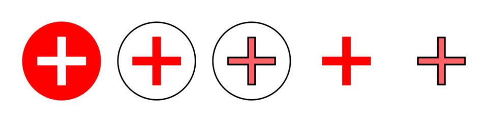Plus Icon set illustration. Add plus sign and symbol